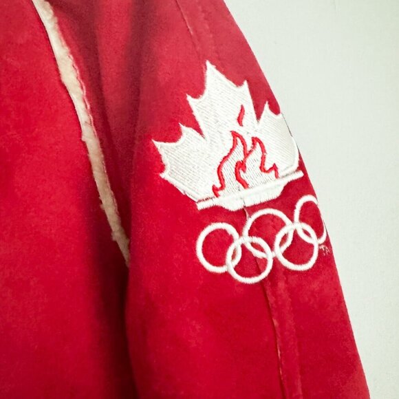 Hudson Bay Company Torino Olympic 2006 Sheepskin Lined Suede Hooded  Bomber L - Picture 4 of 12